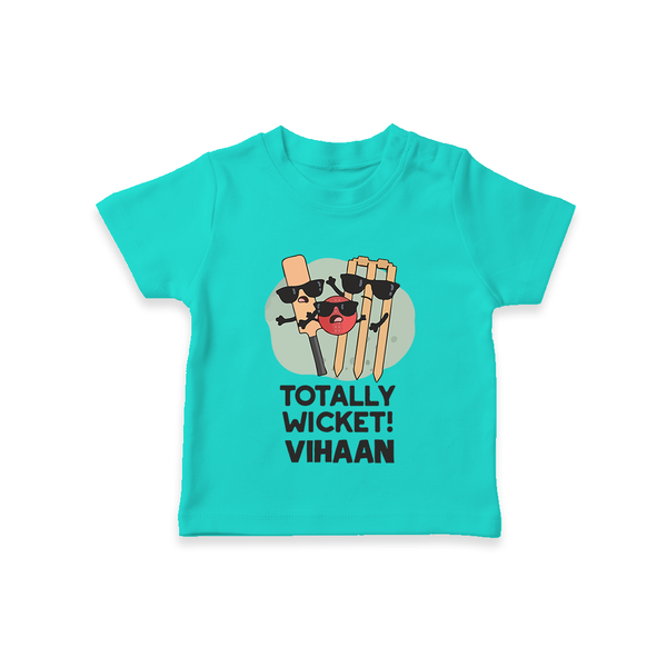 Totally Wicket TSHIRT – Fun Cricket Outfit - TEAL - 0-5 Months Old (Chest 17")