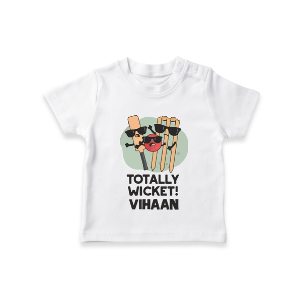 Totally Wicket TSHIRT – Fun Cricket Outfit - WHITE - 0-5 Months Old (Chest 17")