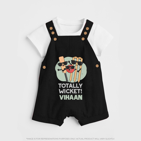 Totally Wicket DUNGAREE – Fun Cricket Outfit - BLACK - 0 - 5 Months Old (Chest 18")