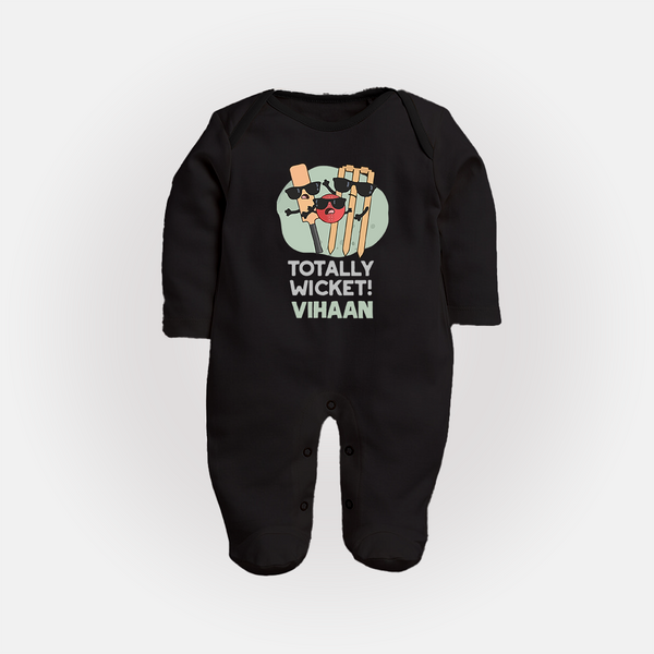 Totally Wicket FULL BODY SUIT – Fun Cricket Outfit - BLACK - New Born (Chest 7.5")