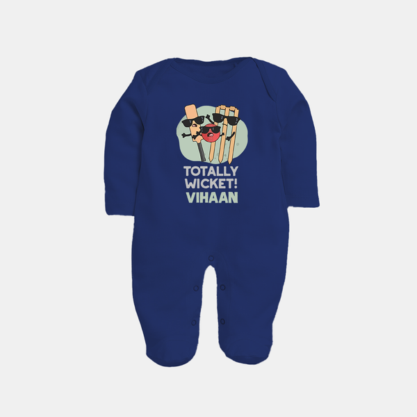 Totally Wicket FULL BODY SUIT – Fun Cricket Outfit - NAVY BLUE - New Born (Chest 7.5")