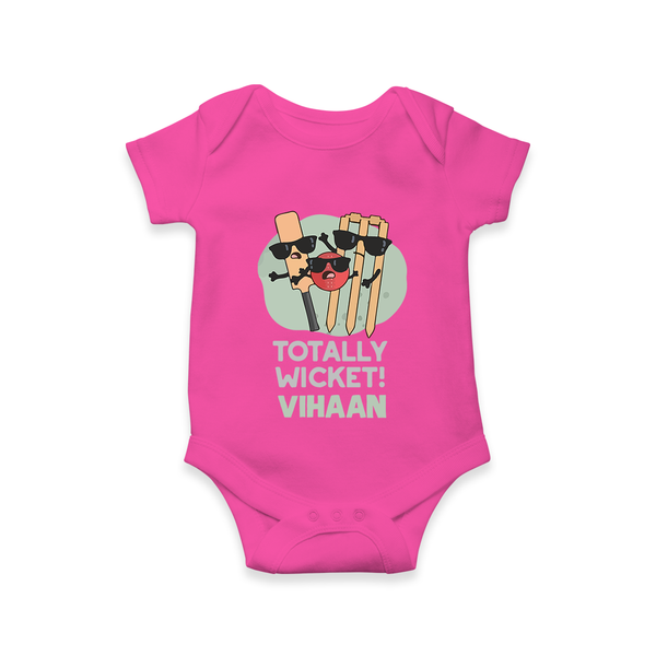 Totally Wicket Baby Romper – Fun Cricket Outfit - HOT PINK - New Born (Chest 14")