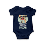 Totally Wicket Baby Romper – Fun Cricket Outfit - NAVY BLUE - New Born (Chest 14")