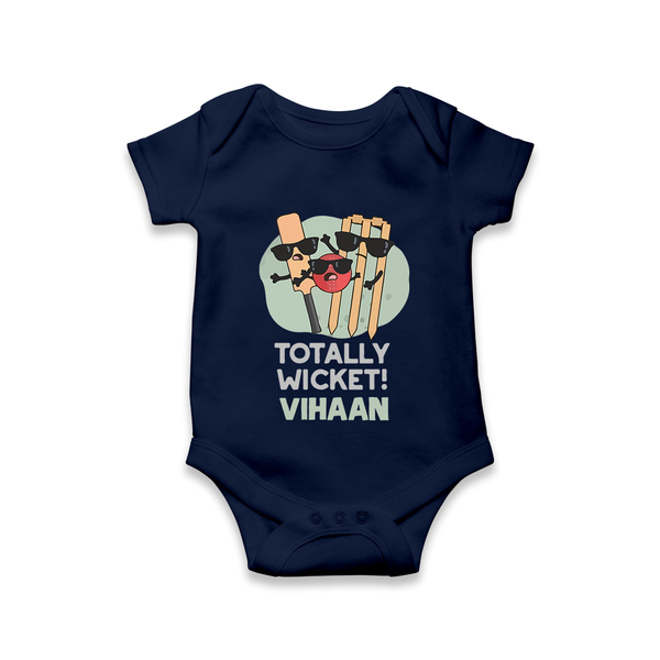 Totally Wicket Baby Romper – Fun Cricket Outfit - NAVY BLUE - New Born (Chest 14")