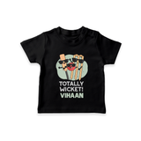 Totally Wicket TSHIRT – Fun Cricket Outfit - BLACK - 0-5 Months Old (Chest 17")