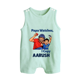 Papa Watches I Copy BUTTON ROMPER – Father & Son Cricket Outfit - MINT GREEN - New Born (Chest 18")