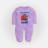 Papa Watches I Copy FULL BODY SUIT – Father & Son Cricket Outfit - LILAC - New Born (Chest 7.5")