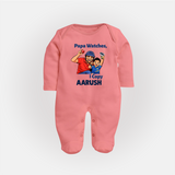 Papa Watches I Copy FULL BODY SUIT – Father & Son Cricket Outfit - PEACH - New Born (Chest 7.5")