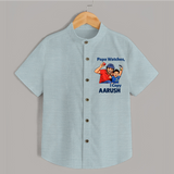 Papa Watches I Copy SHIRT – Father & Son Cricket Outfit - ARCTIC BLUE - 0 - 6 Months Old (Chest 23")