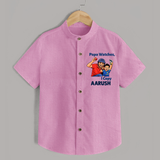 Papa Watches I Copy SHIRT – Father & Son Cricket Outfit - BABY PINK - 0 - 6 Months Old (Chest 23")