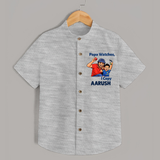 Papa Watches I Copy SHIRT – Father & Son Cricket Outfit - GREY - 0 - 6 Months Old (Chest 23")