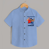 Papa Watches I Copy SHIRT – Father & Son Cricket Outfit - SKY BLUE - 0 - 6 Months Old (Chest 23")