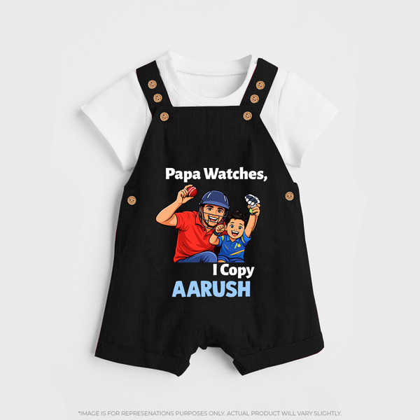 Papa Watches I Copy DUNGAREE – Father & Son Cricket Outfit - BLACK - 0 - 5 Months Old (Chest 18")