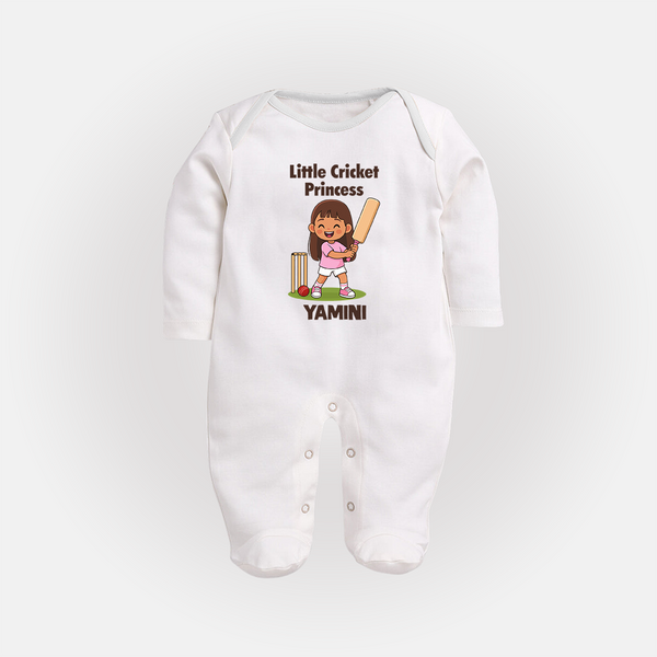 Little Cricket Princess FULL BODY SUIT - WHITE - New Born (Chest 7.5")