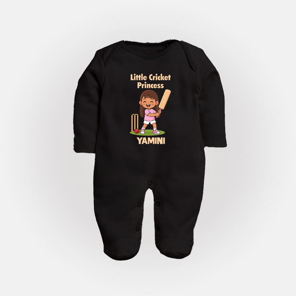 Little Cricket Princess FULL BODY SUIT - BLACK - New Born (Chest 7.5")