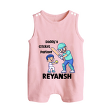Daddy’s Cricket Partner BUTTON ROMPER - BABY PINK - New Born (Chest 18")