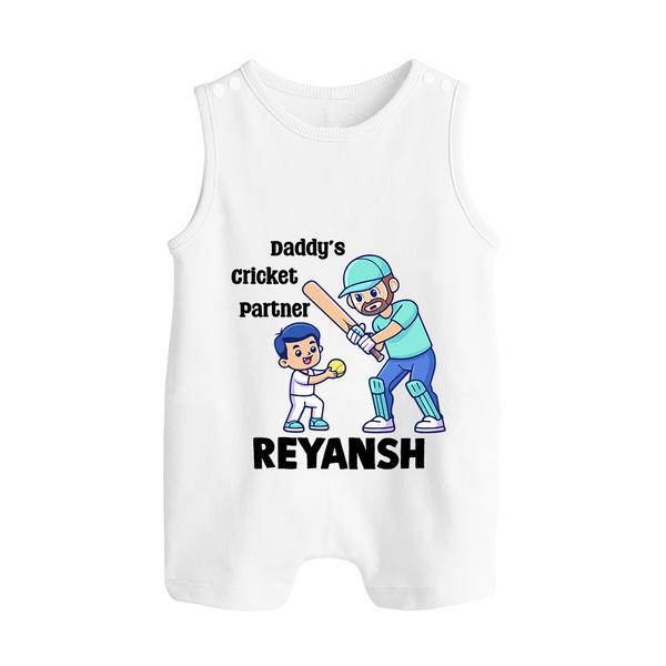 Daddy’s Cricket Partner BUTTON ROMPER - WHITE - New Born (Chest 18")