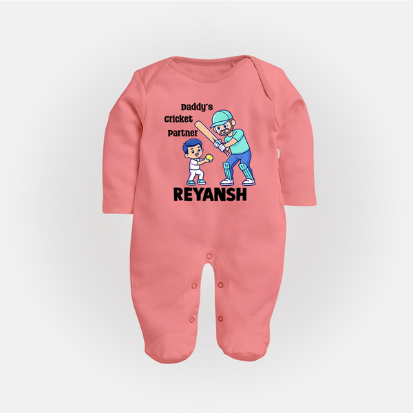 Daddy’s Cricket Partner FULL BODY SUIT - PEACH - New Born (Chest 7.5")