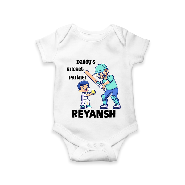 Daddy’s Cricket Partner Baby Romper - WHITE - New Born (Chest 14")