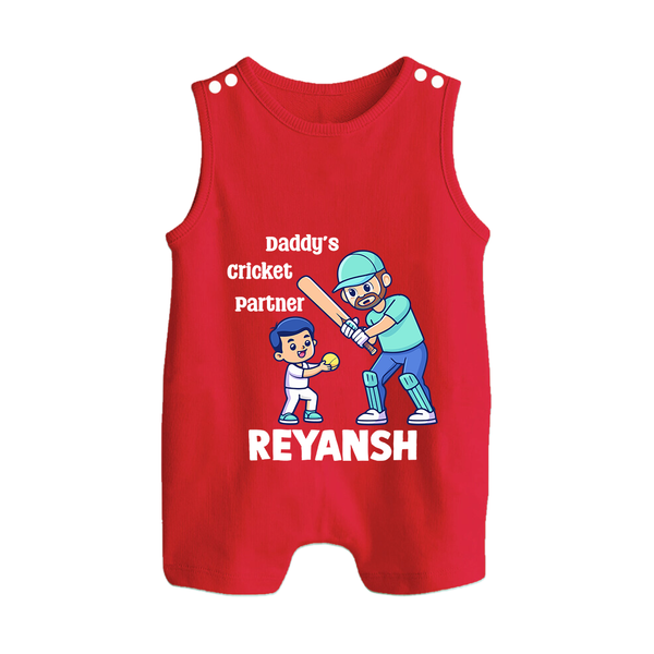 Daddy’s Cricket Partner BUTTON ROMPER - RED - New Born (Chest 18")