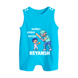 Daddy’s Cricket Partner BUTTON ROMPER - SKY BLUE - New Born (Chest 18")