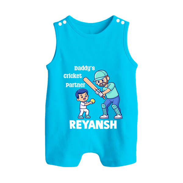 Daddy’s Cricket Partner BUTTON ROMPER - SKY BLUE - New Born (Chest 18")