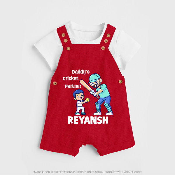 Daddy’s Cricket Partner DUNGAREE - RED - 0 - 5 Months Old (Chest 18")