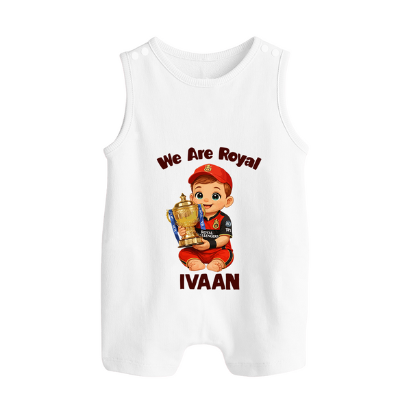 Royal Cricket Kid BUTTON ROMPER - WHITE - New Born (Chest 18")