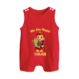 Royal Cricket Kid BUTTON ROMPER - RED - New Born (Chest 18")