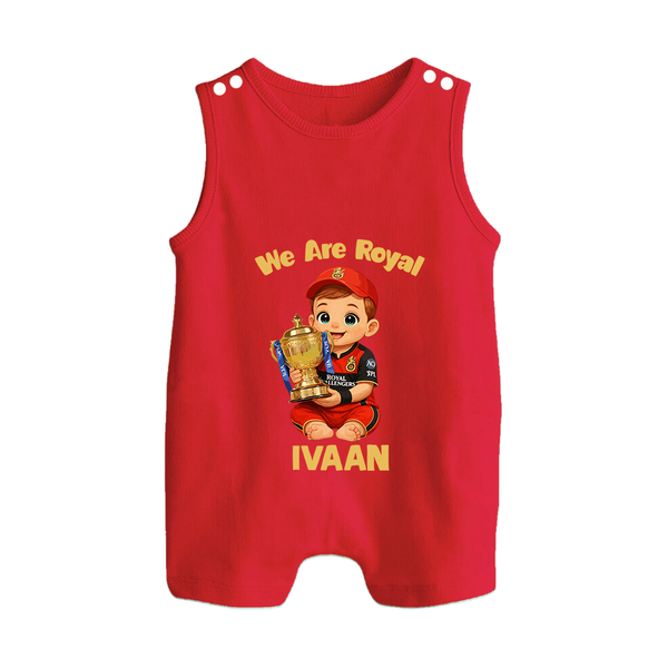 Royal Cricket Kid BUTTON ROMPER - RED - New Born (Chest 18")