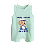 Chinna Cricketer BUTTON ROMPER - MINT GREEN - New Born (Chest 18")