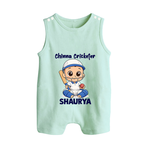 Chinna Cricketer BUTTON ROMPER - MINT GREEN - New Born (Chest 18")
