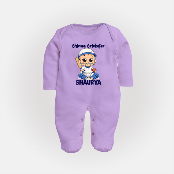 Chinna Cricketer FULL BODY SUIT - LILAC - New Born (Chest 7.5")