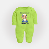 Chinna Cricketer FULL BODY SUIT - LIME GREEN - New Born (Chest 7.5")