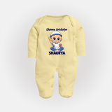 Chinna Cricketer FULL BODY SUIT - PASTEL YELLOW - New Born (Chest 7.5")