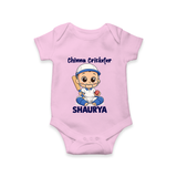 Chinna Cricketer Baby Romper - BABY PINK - New Born (Chest 14")