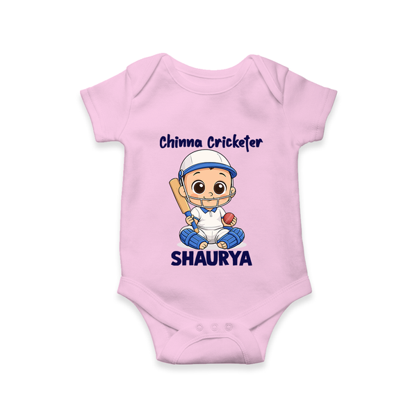 Chinna Cricketer Baby Romper - BABY PINK - New Born (Chest 14")