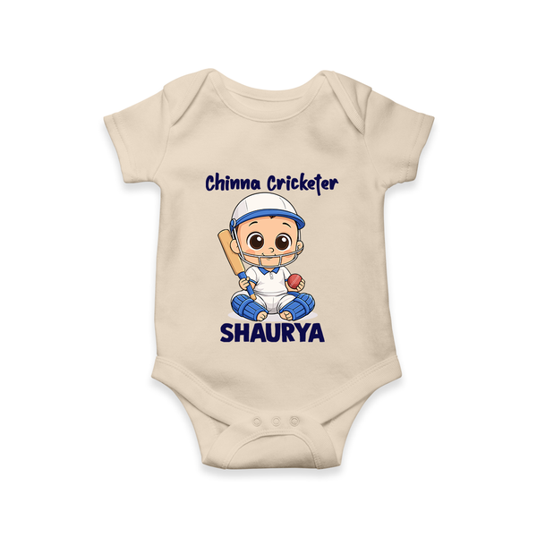 Chinna Cricketer Baby Romper - IVORY - New Born (Chest 14")