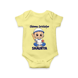 Chinna Cricketer Baby Romper - PASTEL YELLOW - New Born (Chest 14")