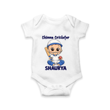 Chinna Cricketer Baby Romper - WHITE - New Born (Chest 14")
