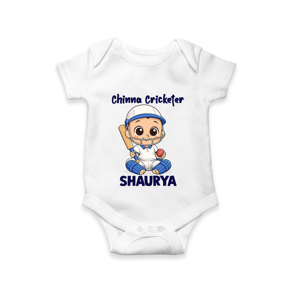 Chinna Cricketer Baby Romper - WHITE - New Born (Chest 14")