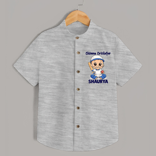 Chinna Cricketer SHIRT - GREY - 0 - 6 Months Old (Chest 23")