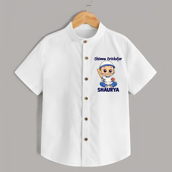 Chinna Cricketer SHIRT - WHITE - 0 - 6 Months Old (Chest 23")