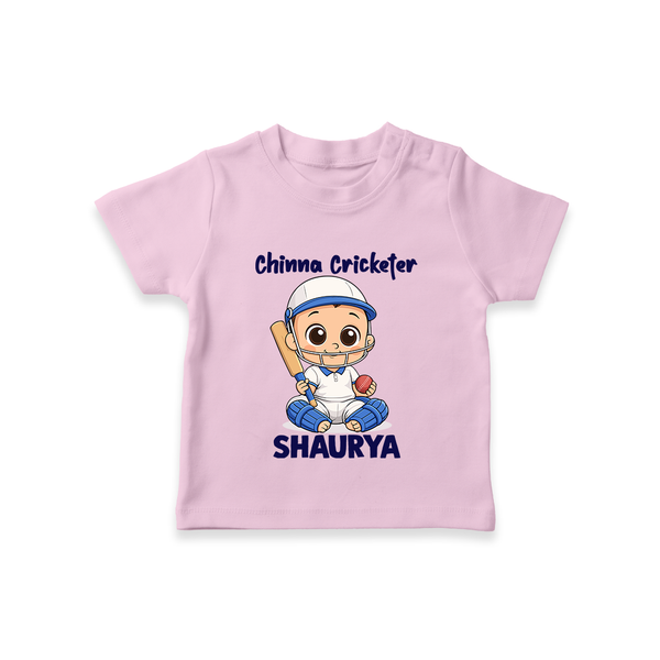 Chinna Cricketer TSHIRT - BABY PINK - 0-5 Months Old (Chest 17")