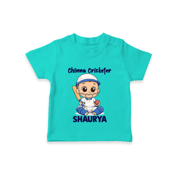 Chinna Cricketer TSHIRT - TEAL - 0-5 Months Old (Chest 17")