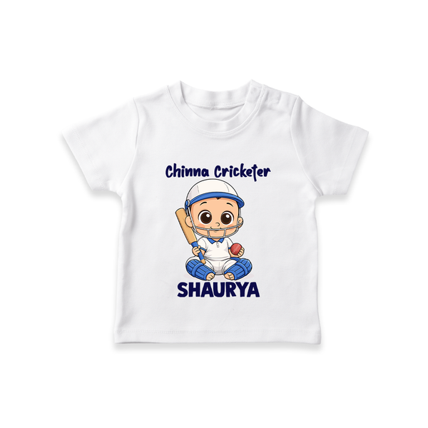 Chinna Cricketer TSHIRT - WHITE - 0-5 Months Old (Chest 17")