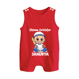 Chinna Cricketer BUTTON ROMPER - RED - New Born (Chest 18")