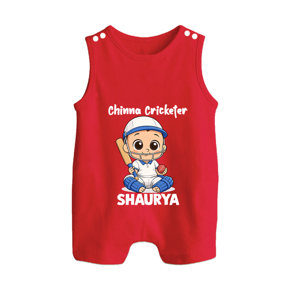 Chinna Cricketer BUTTON ROMPER - RED - New Born (Chest 18")