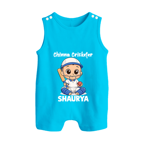 Chinna Cricketer BUTTON ROMPER - SKY BLUE - New Born (Chest 18")