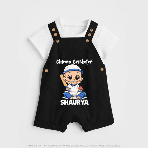 Chinna Cricketer DUNGAREE - BLACK - 0 - 5 Months Old (Chest 18")